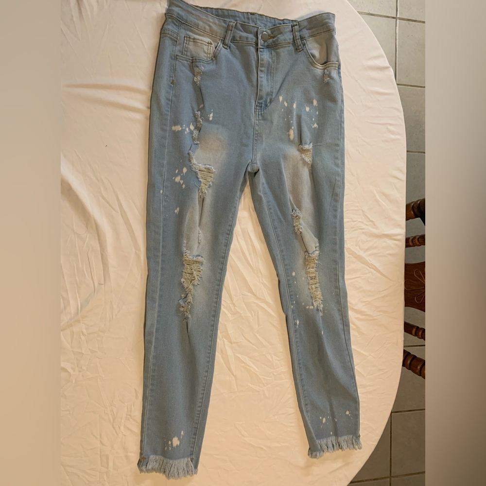 Blue Skinny Distressed Jeans